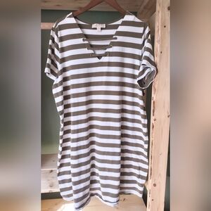 Michael Kors Women's Plus Size Striped V-Neck T-shirt Dress Size 2X